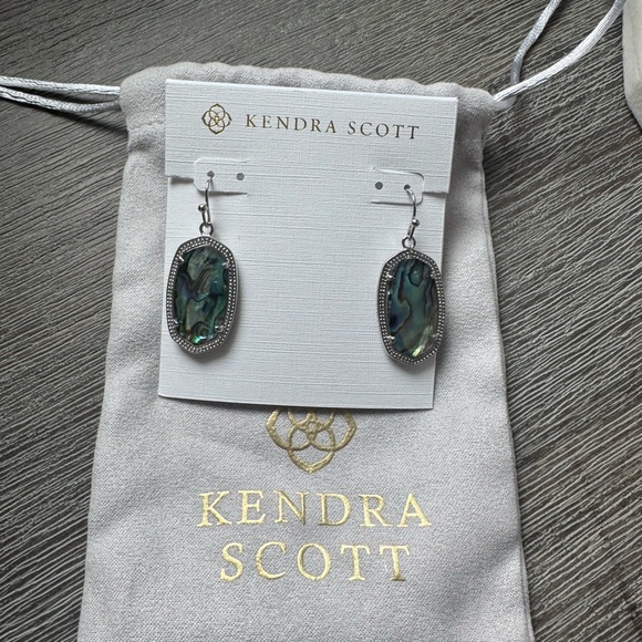 Kendra Scott Elle Abalone and Silver Earrings with Dust Bag - Picture 3 of 5